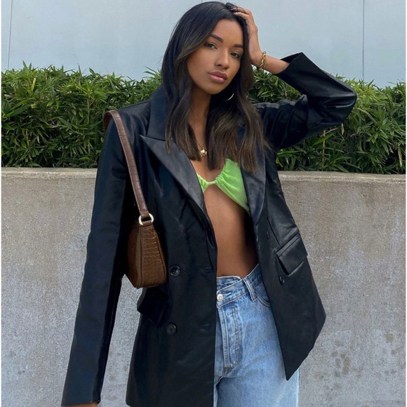 Princess polly black leather blazer - Picture 2 of 5